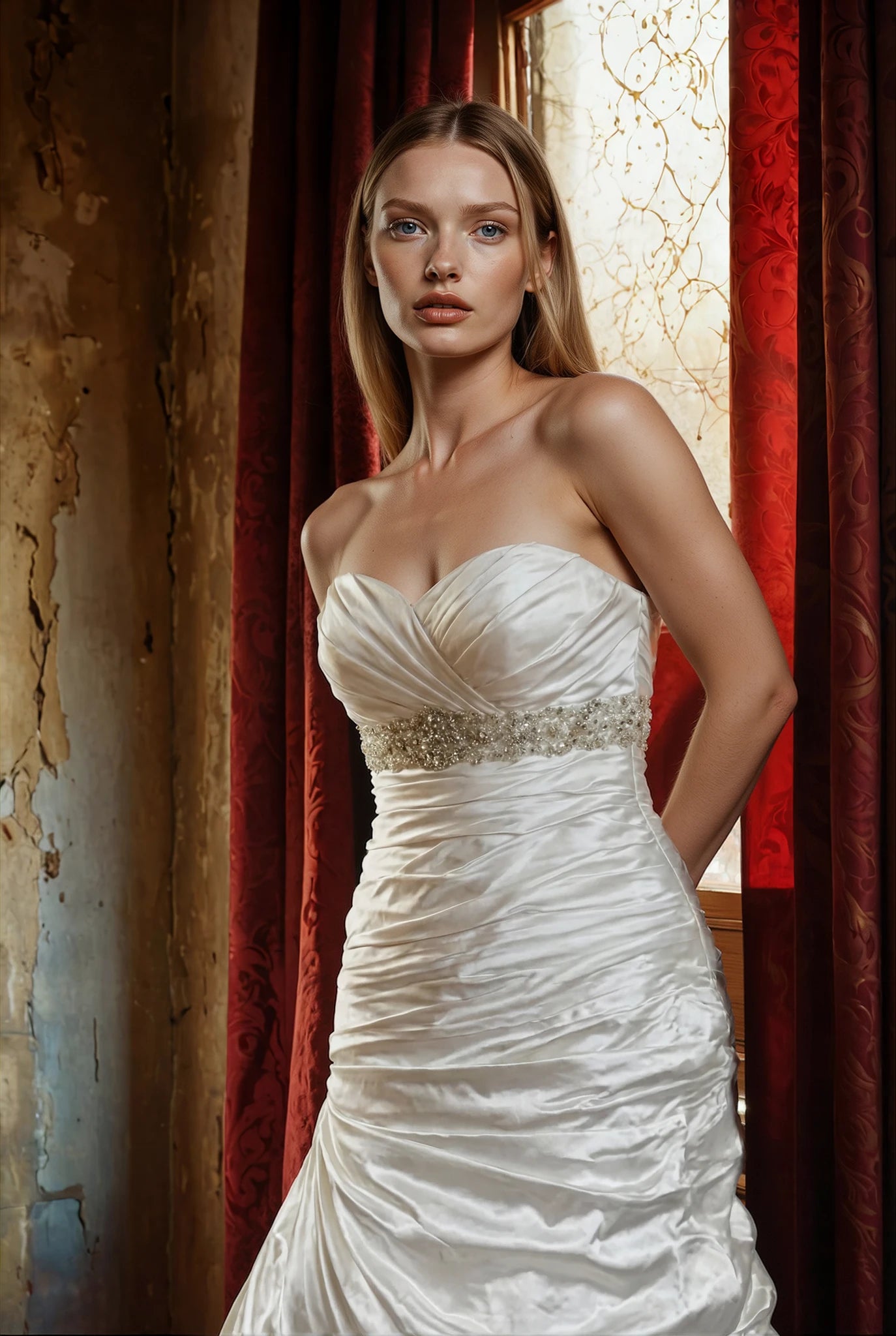 Sottero and Midgley Sabelle Strapless Satin Rhinestone Wedding Gown
