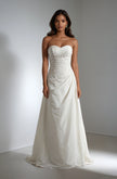 James Clifford Strapless Wedding Gown with Ruched Satin & Beaded Lace Detail