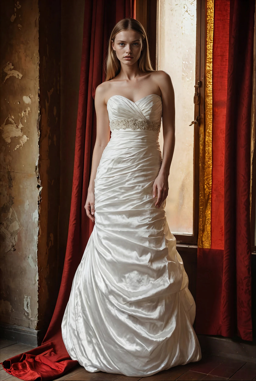 Sottero and Midgley Sabelle Strapless Satin Rhinestone Wedding Gown