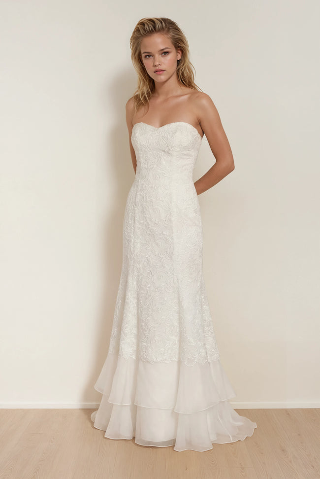 Ida Torez Strapless Lace Wedding Gown NWT