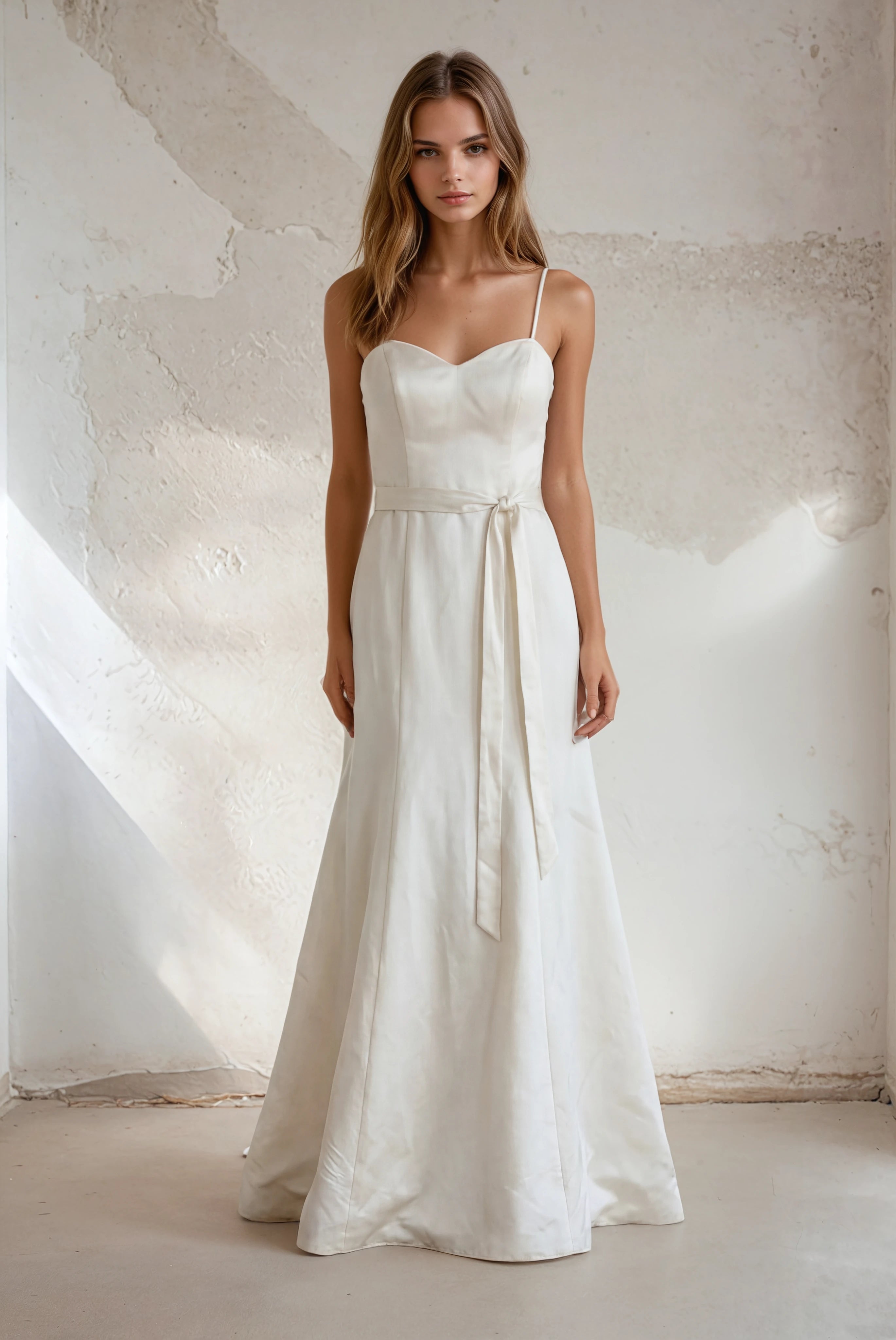 Justin Alexander Strapless Satin Wedding Gown with Button Back – Style 8562 (Size 10)