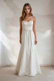 Justin Alexander Strapless Satin Wedding Gown with Button Back – Style 8562 (Size 10)