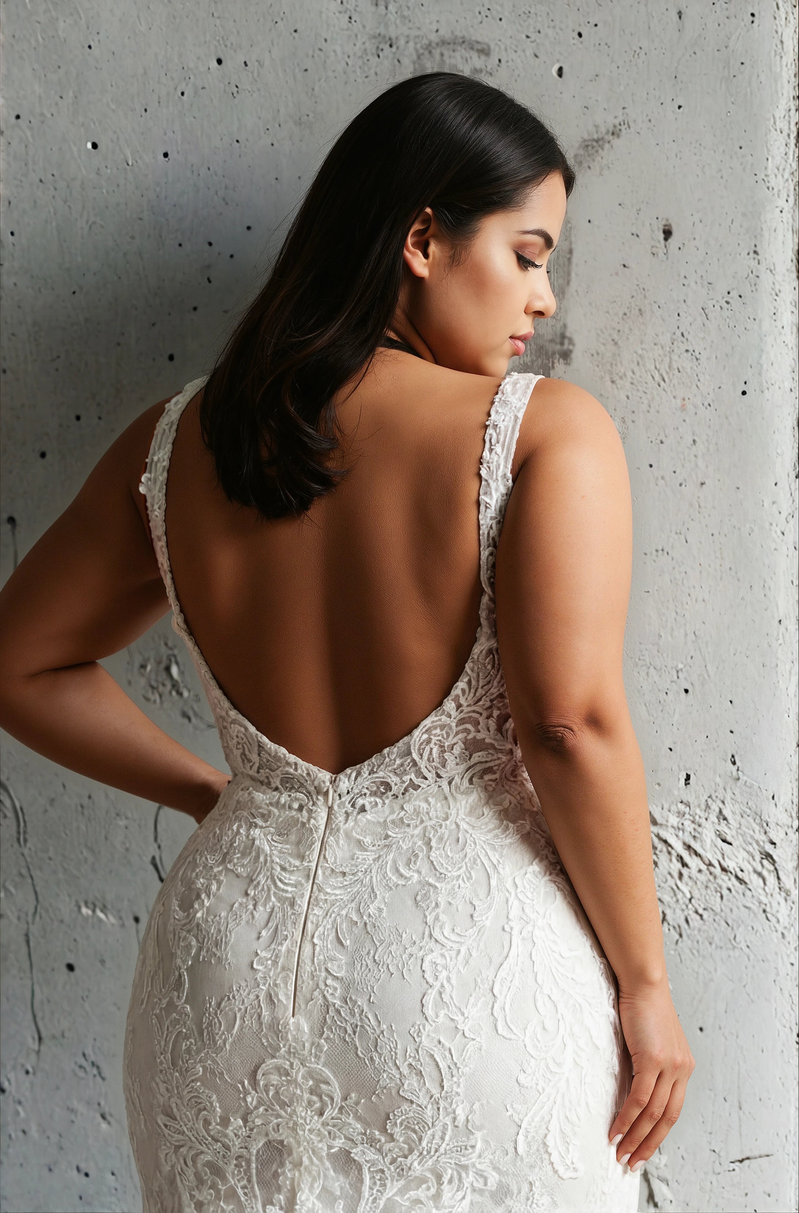 Elysee Neytiri Embroidered Lace Fit-and-Flare Wedding Gown with Illusion Train