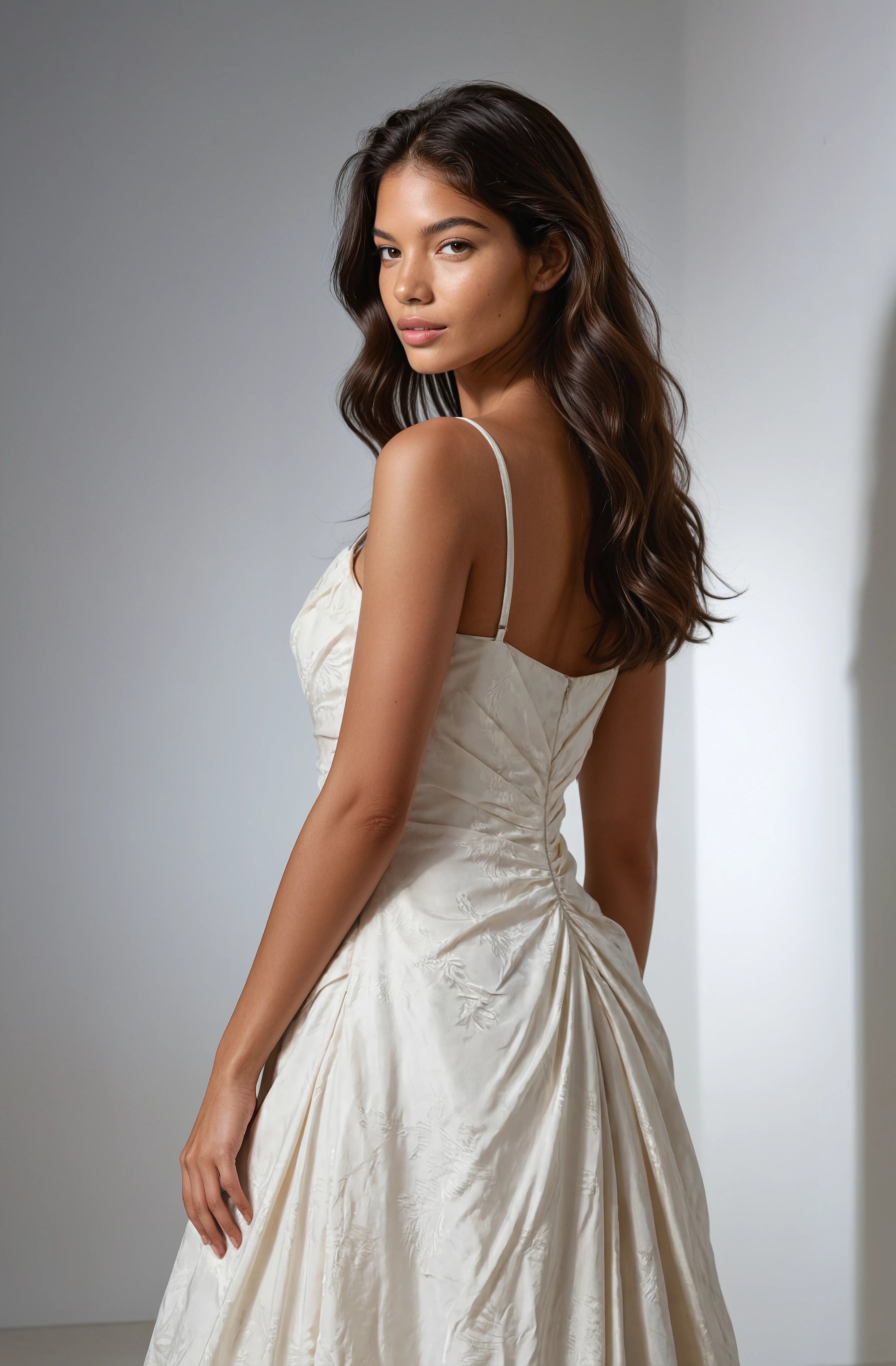 James Clifford Strapless Wedding Gown with Ruched Satin & Beaded Lace Detail