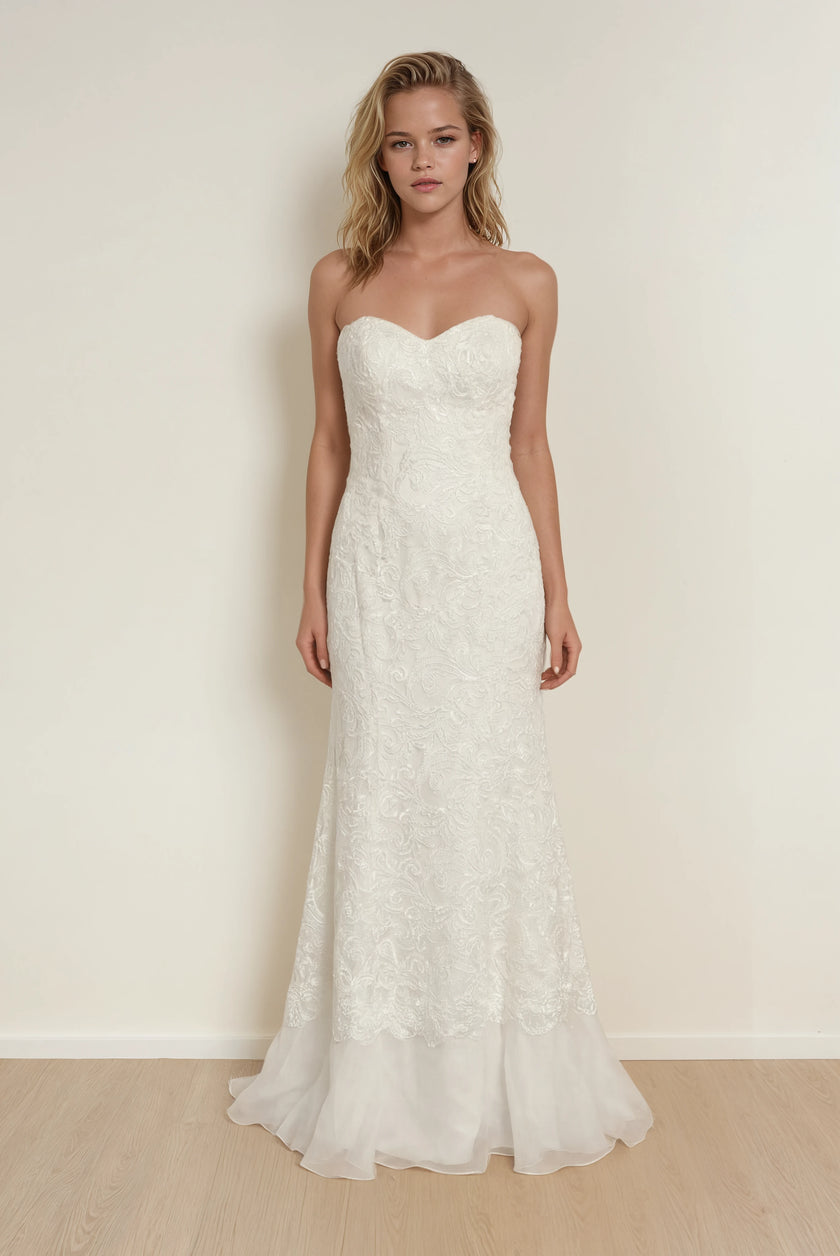 Ida Torez Strapless Lace Wedding Gown NWT