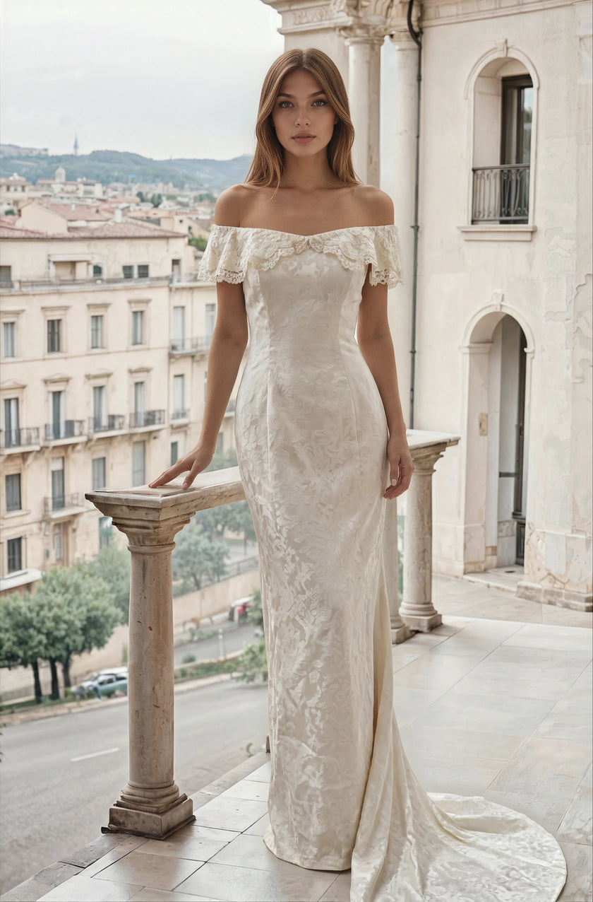 Vintage Scott McClintock Lace Wedding Gown with Removable Gloves