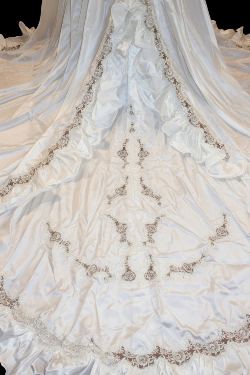 Vintage 90s Dramatic Train Wedding Dress