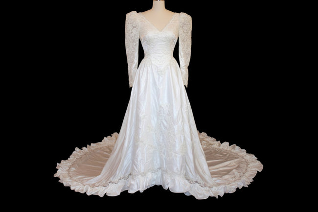 Vintage 90s Dramatic Train Wedding Dress