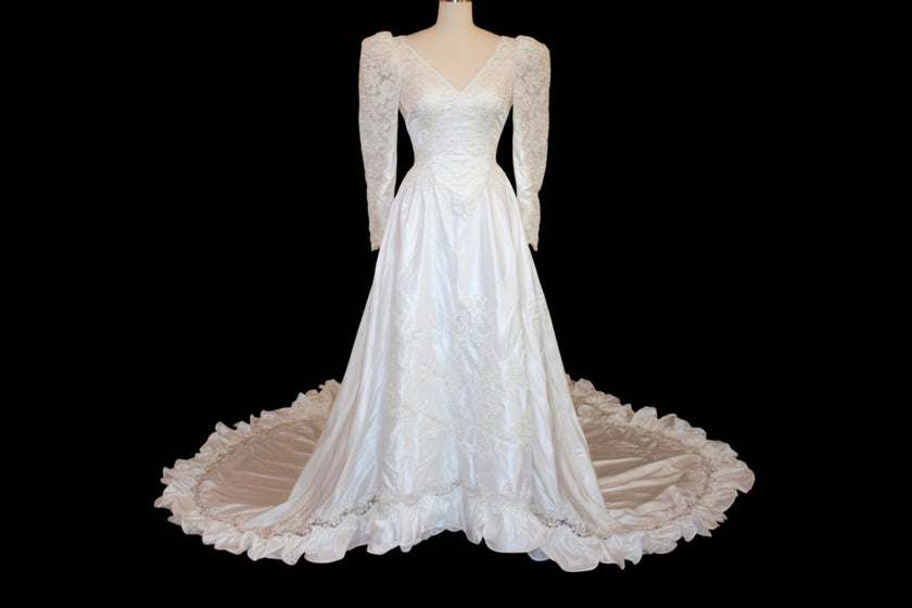 Vintage 90s Dramatic Train Wedding Dress