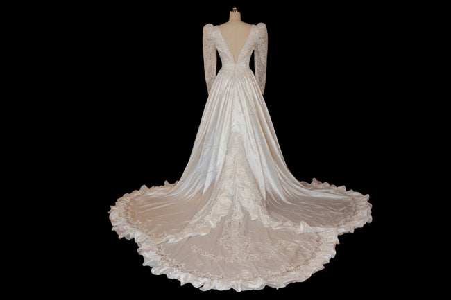 Vintage 90s Dramatic Train Wedding Dress