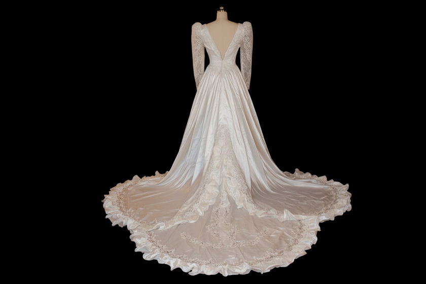 Vintage 90s Dramatic Train Wedding Dress