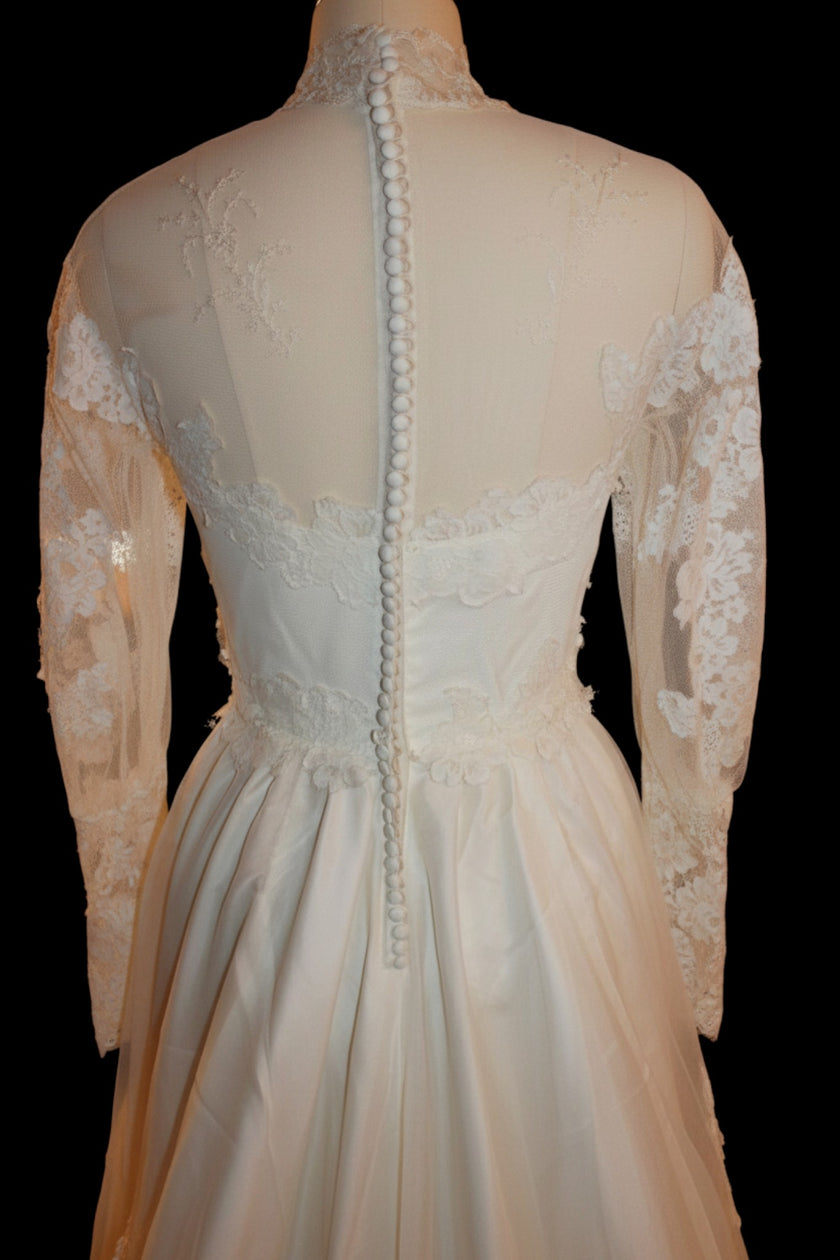 Vintage 1970s Lace Wedding Gown – Romantic Edwardian Revival Bridal Dress