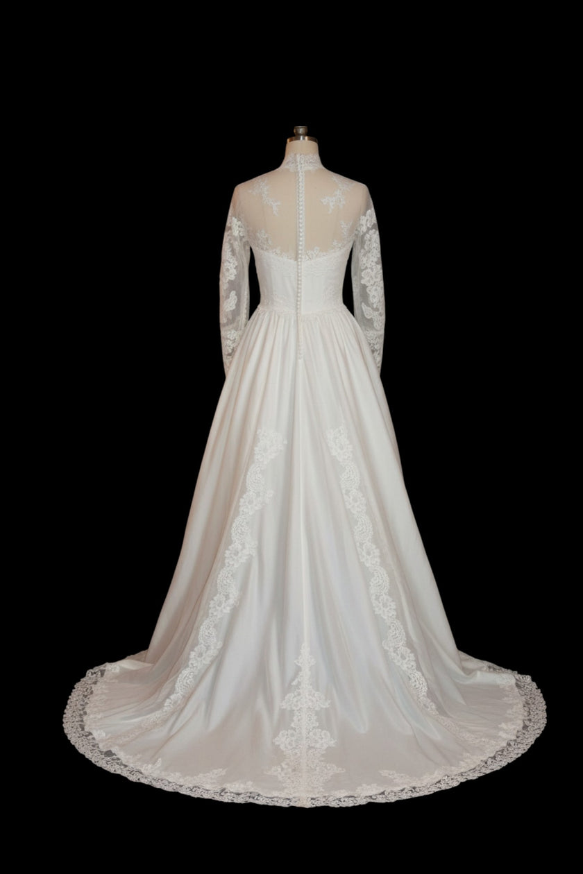 Vintage 1970s Lace Wedding Gown – Romantic Edwardian Revival Bridal Dress