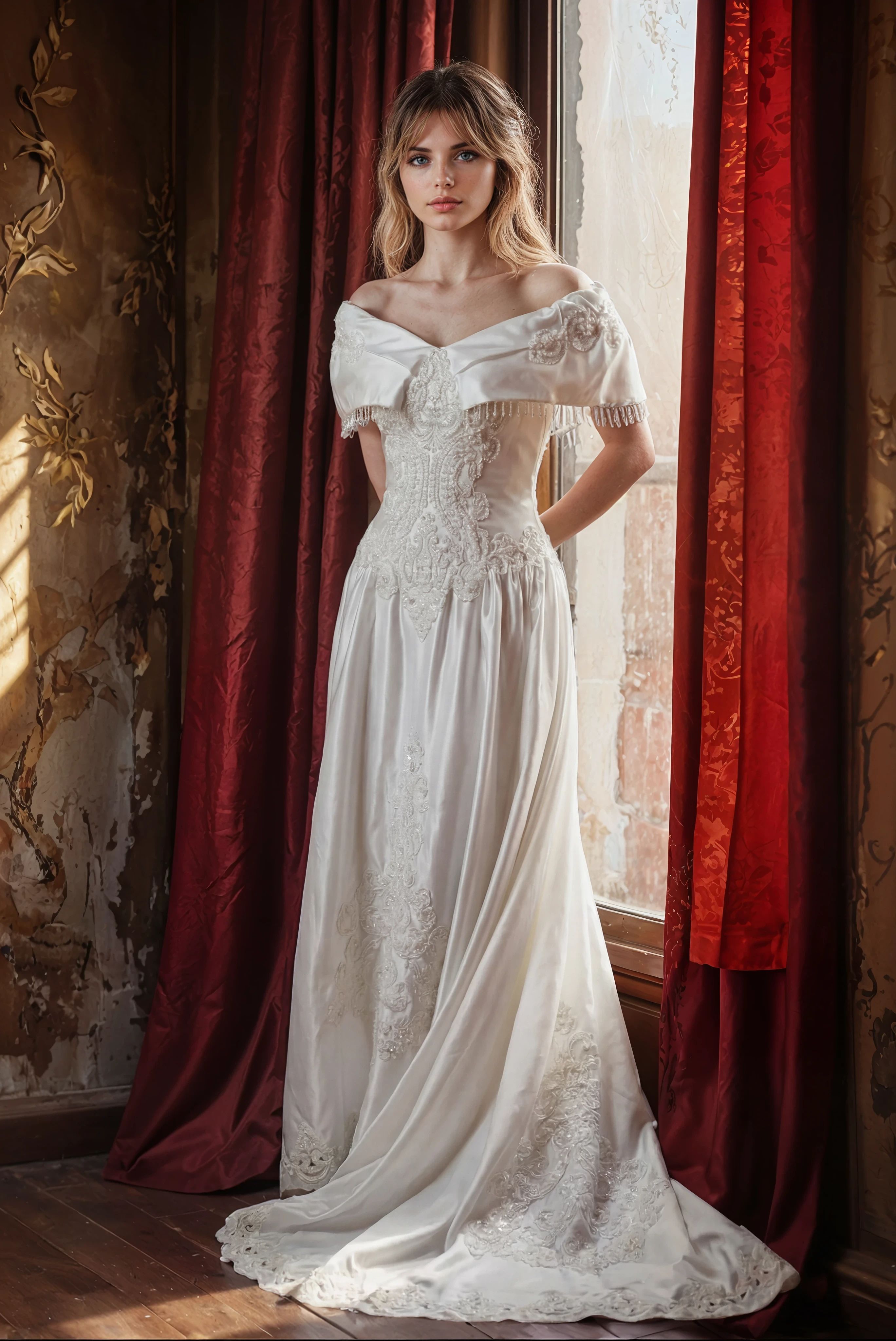 Vintage 80s Alfred Angelo Bows and Beads Wedding Gown