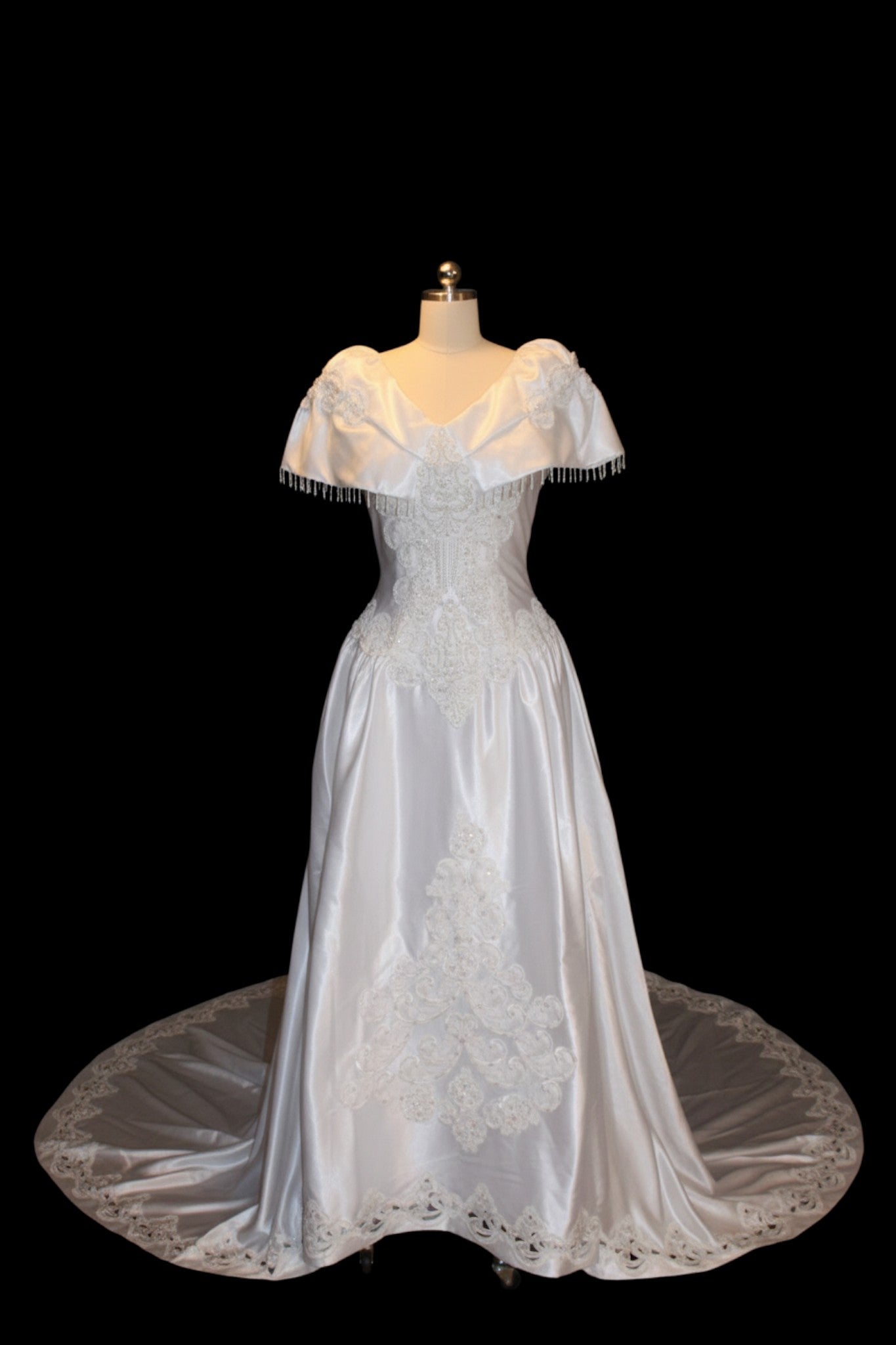 Vintage 80s Alfred Angelo Bows and Beads Wedding Gown