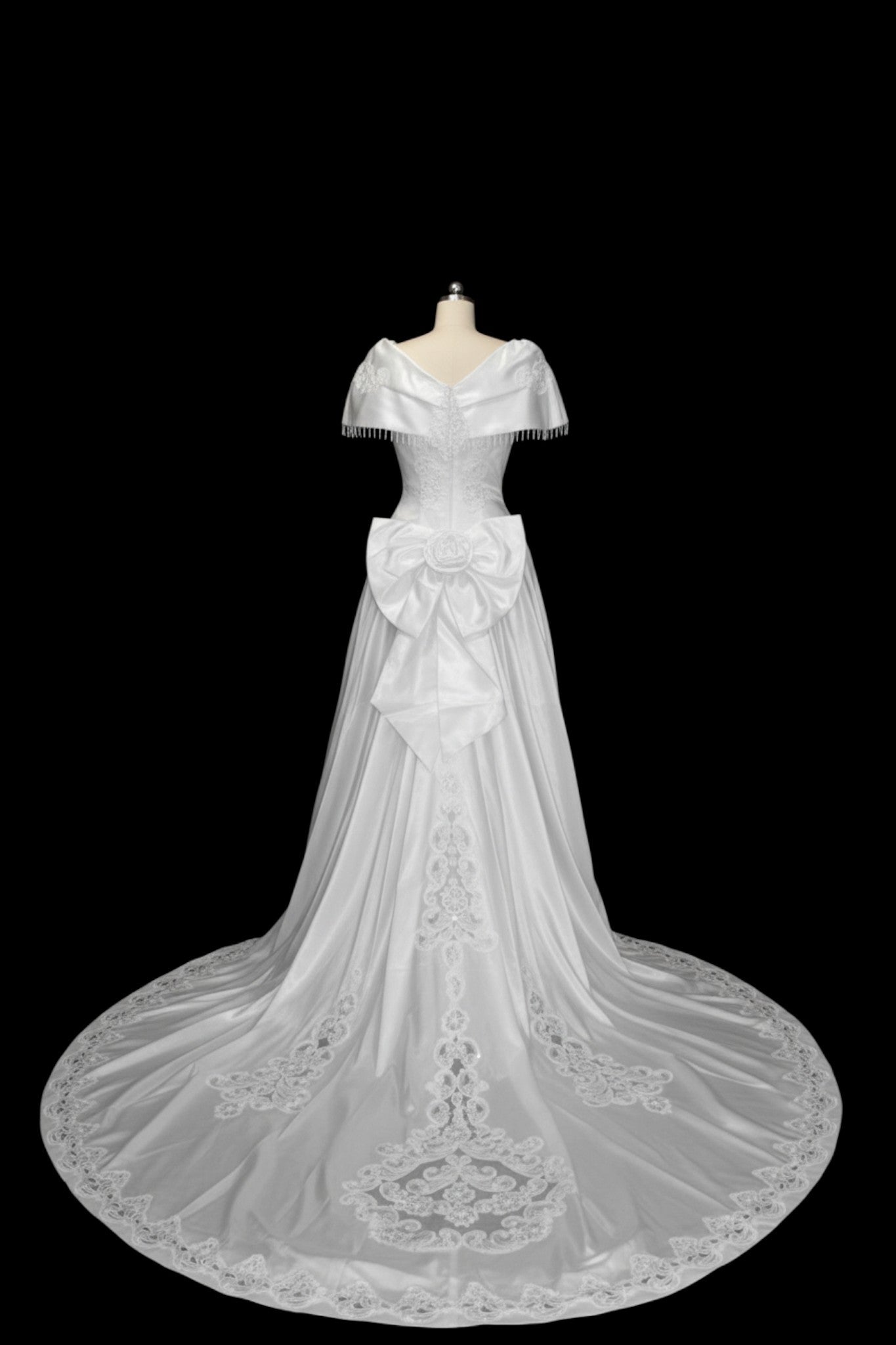 Vintage 80s Alfred Angelo Bows and Beads Wedding Gown