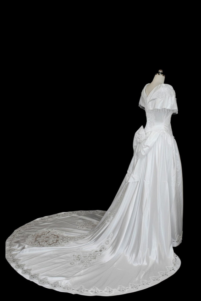 Vintage 80s Alfred Angelo Bows and Beads Wedding Gown