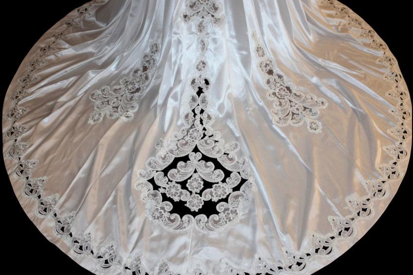 Vintage 80s Alfred Angelo Bows and Beads Wedding Gown