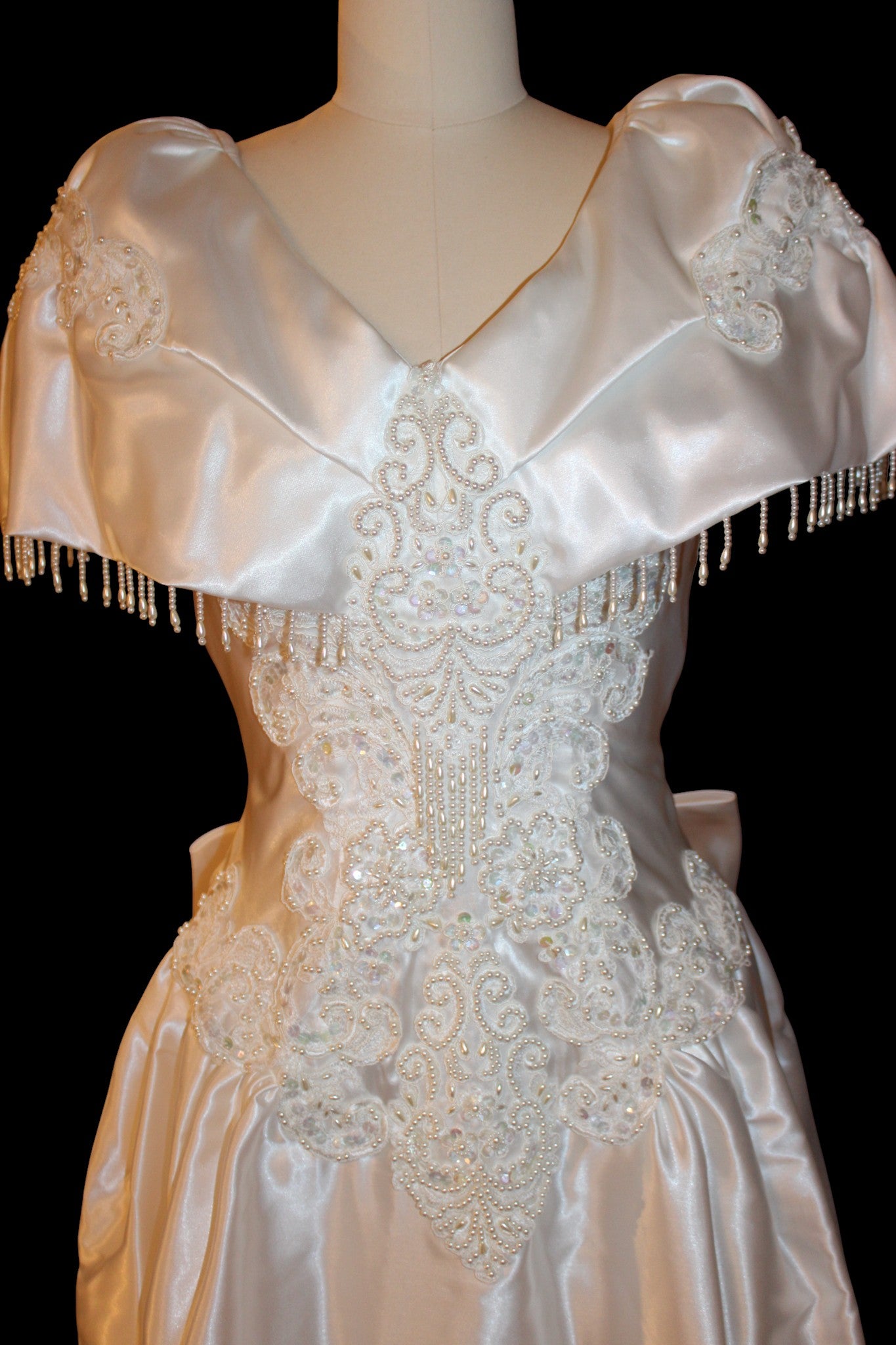 Vintage 80s Alfred Angelo Bows and Beads Wedding Gown