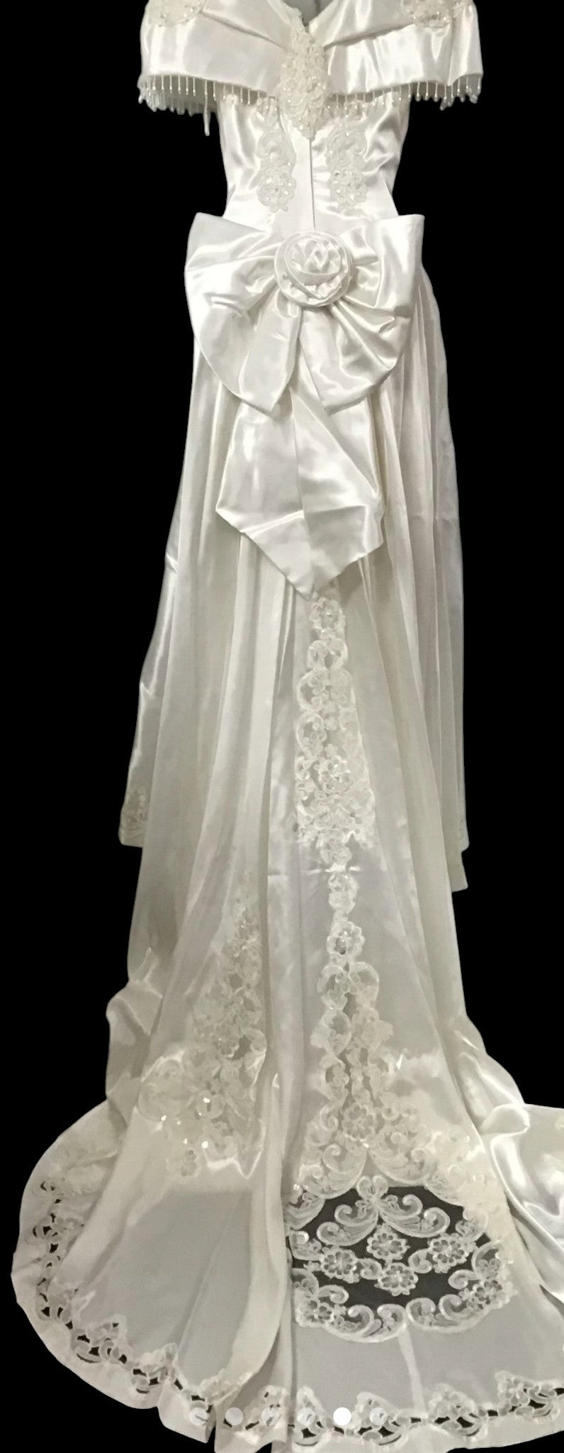 Vintage 80s Alfred Angelo Bows and Beads Wedding Gown