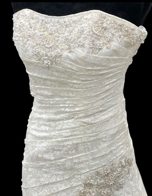 David's Bridal YP3344 Corset Strapless A-Line