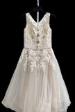 Rebecca Ingram Tea-Length Lace Wedding or Rehearsal Dress