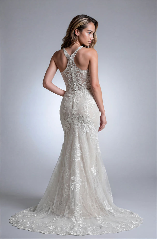 Elysee Edition Ivory Floral Lace Fit-and-Flare Wedding Gown