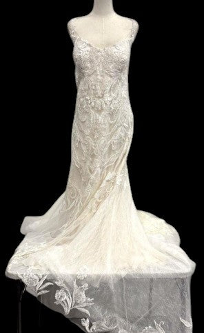 Elysee Neytiri Embroidered Lace Fit-and-Flare Wedding Gown with Illusion Train