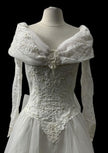 Vintage 1980s–1990s Victorian Revival Lace Wedding Gown