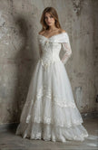 Vintage 1980s–1990s Victorian Revival Lace Wedding Gown