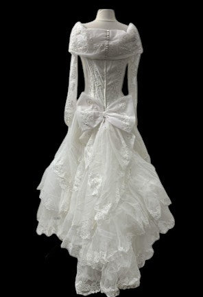 Vintage 1980s–1990s Victorian Revival Lace Wedding Gown
