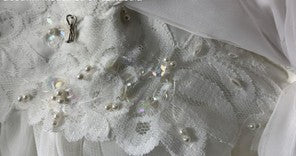 Vintage 1980s–1990s Victorian Revival Lace Wedding Gown