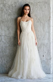 Oleg Cassini A-Line Wedding Dress with Corset Bodice & Tulle Skirt