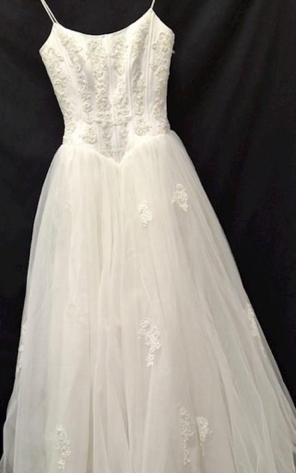 Oleg Cassini A-Line Wedding Dress with Corset Bodice & Tulle Skirt