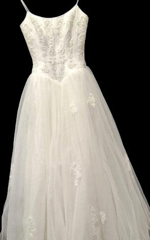 Oleg Cassini A-Line Wedding Dress with Corset Bodice & Tulle Skirt