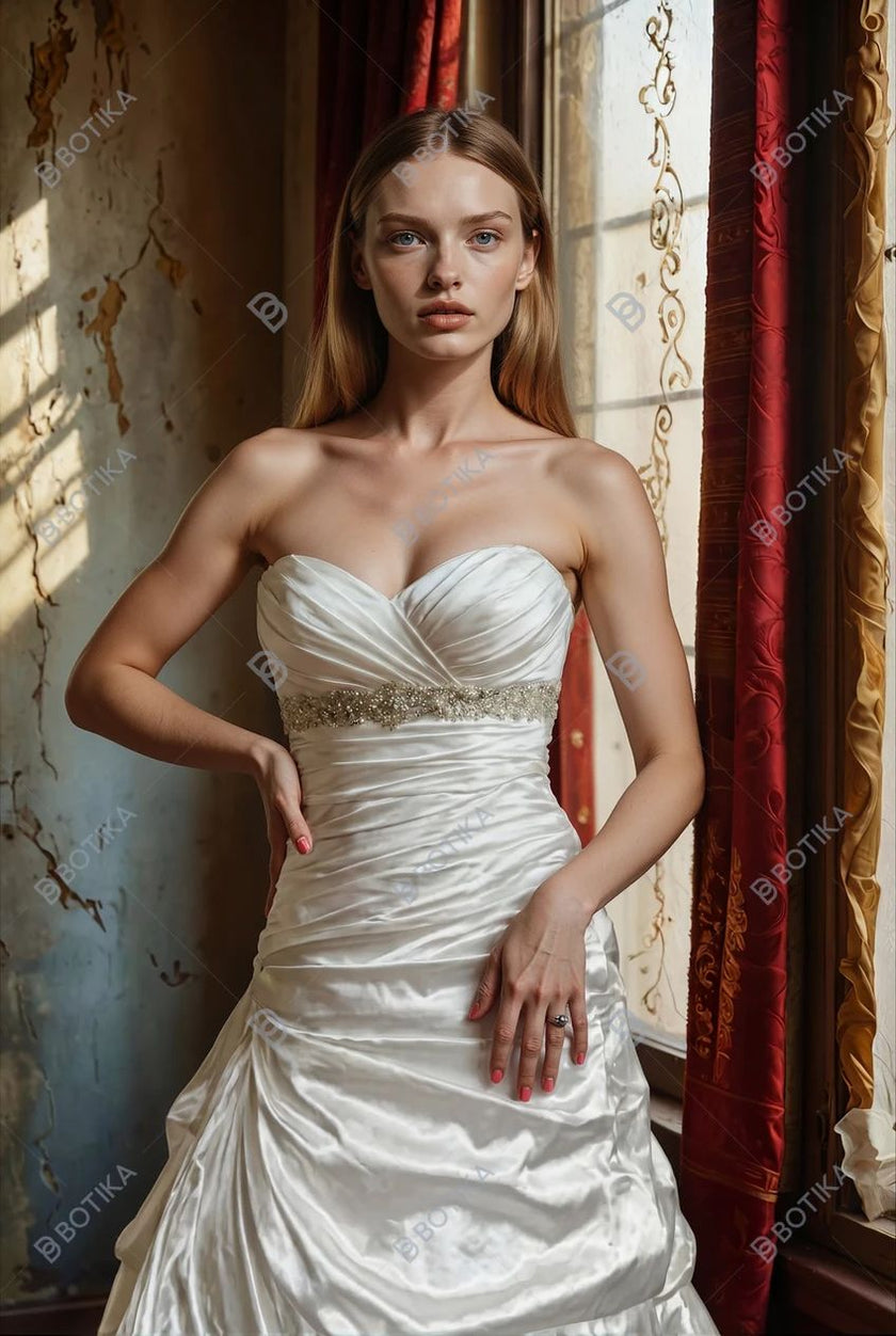 Sottero and Midgley Sabelle Strapless Satin Rhinestone Wedding Gown