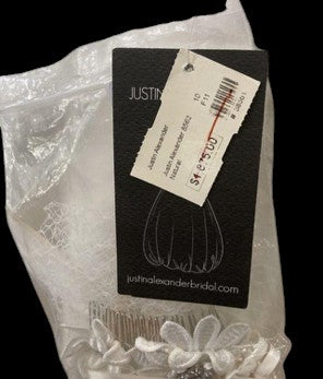 Justin Alexander Strapless Satin Wedding Gown with Button Back – Style 8562 (Size 10)