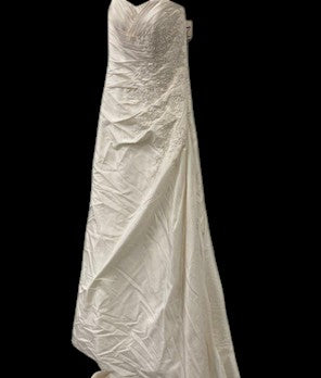 James Clifford Strapless Wedding Gown with Ruched Satin & Beaded Lace Detail