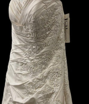 James Clifford Strapless Wedding Gown with Ruched Satin & Beaded Lace Detail