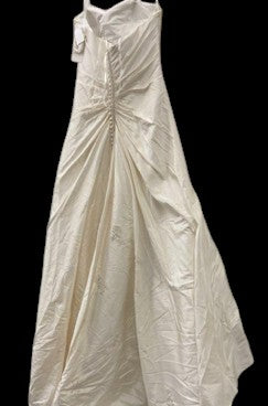 James Clifford Strapless Wedding Gown with Ruched Satin & Beaded Lace Detail