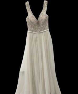 Stella York Beaded Lace & Tulle A-Line Wedding Dress with Deep V Back