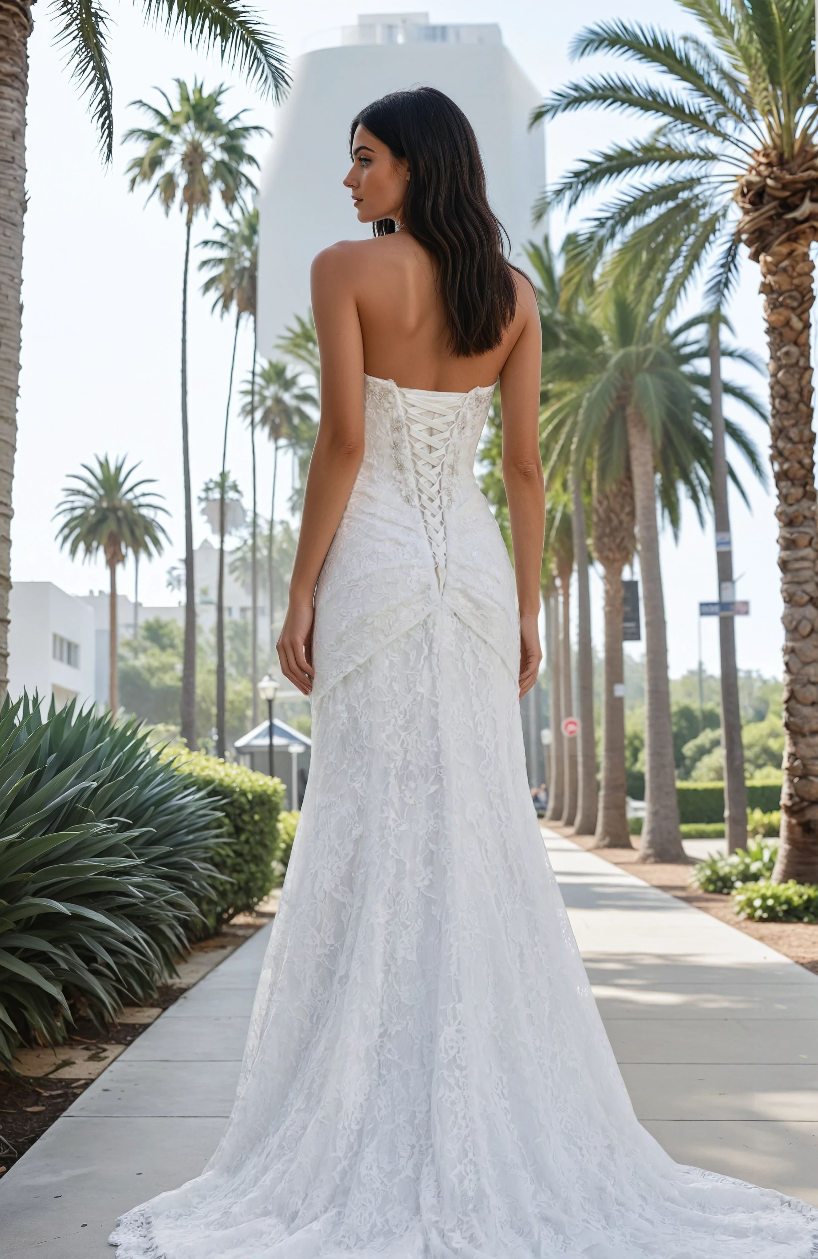 Stella York YP3344 Strapless Lace Wedding Dress with Corset Back & Train