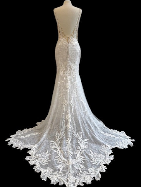 Elysee Neytiri Embroidered Lace Fit-and-Flare Wedding Gown with Illusion Train