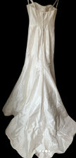 Justin Alexander Strapless Satin Wedding Gown with Button Back – Style 8562 (Size 10)